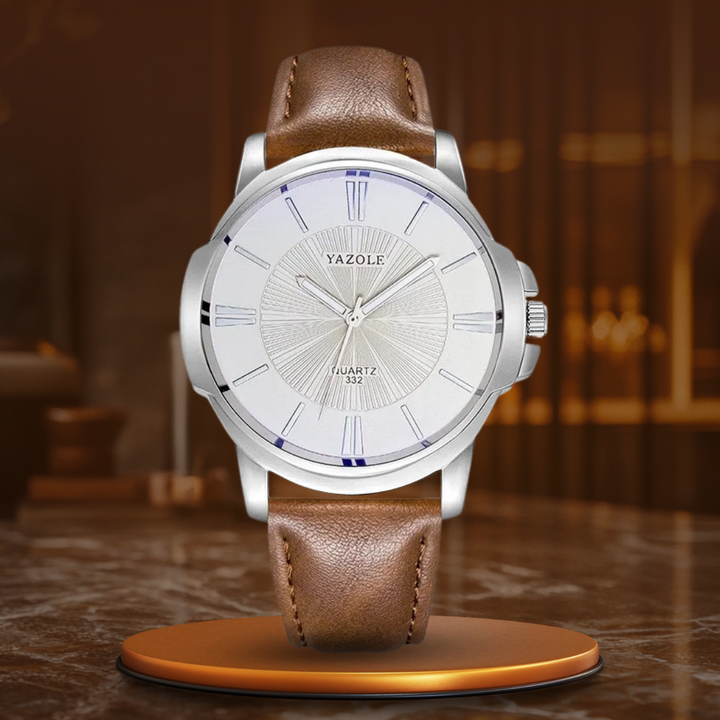 Van Baerle® - Montre en cuir et verre bleu luxueux