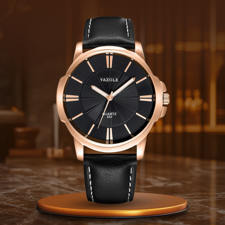Van Baerle® - Montre en cuir et verre bleu luxueux