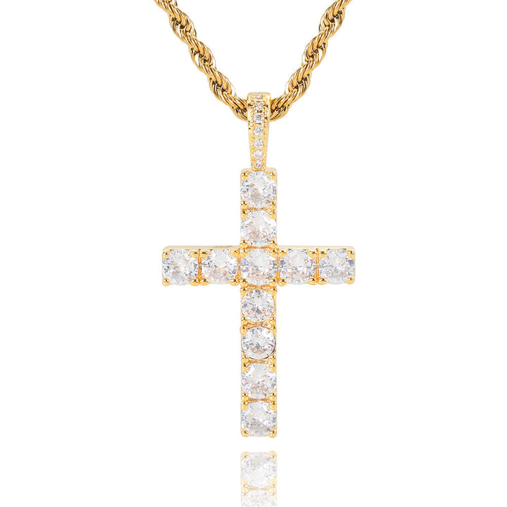 Collier avec pendentif croix en moissanite
