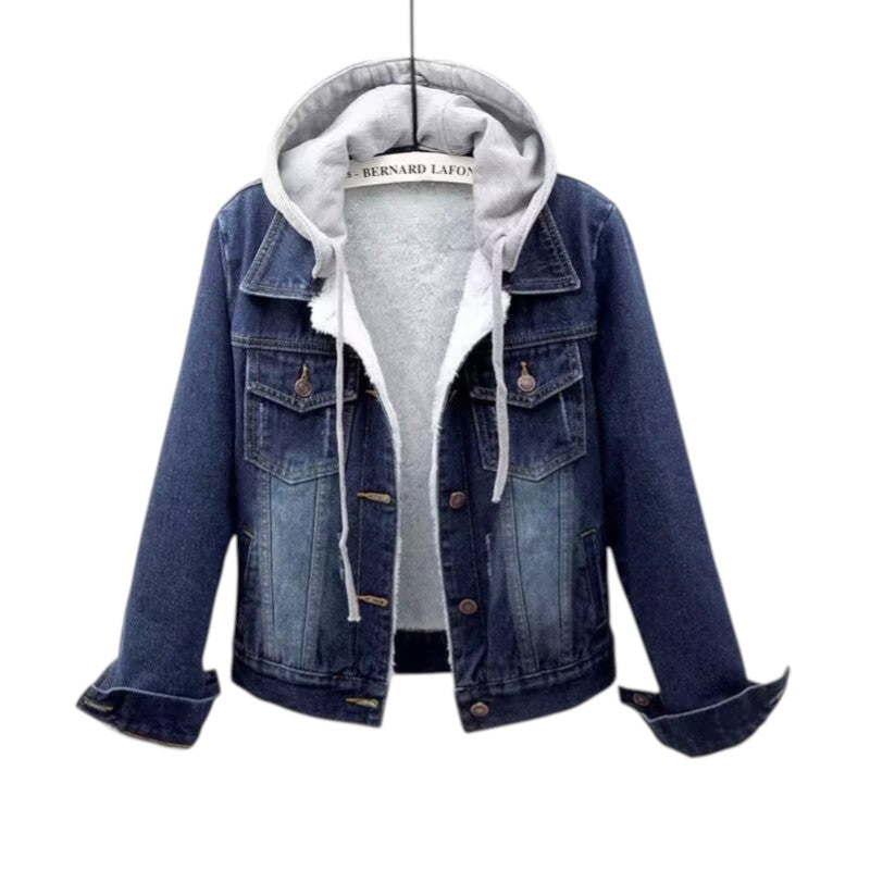Manon | Veste en jean à capuche doublée effet molleton