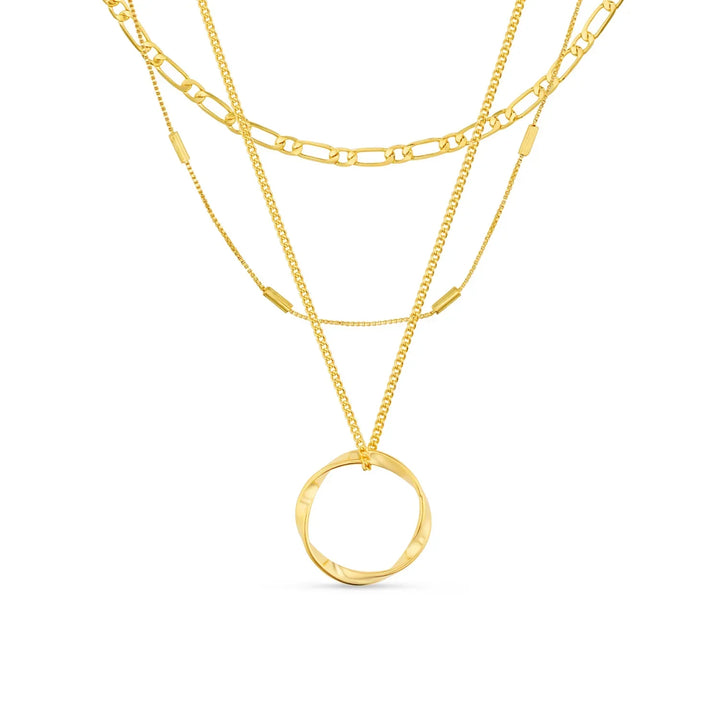 Collier à trois rangées de cercle ouvert