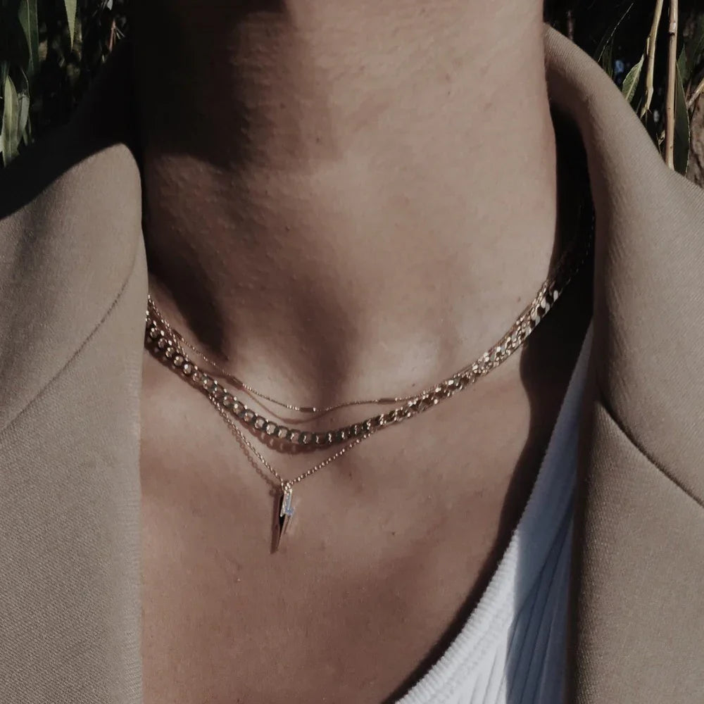 Collier chaîne plate à maillons en curb