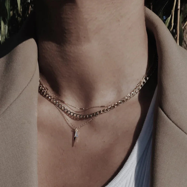 Collier chaîne plate à maillons en curb