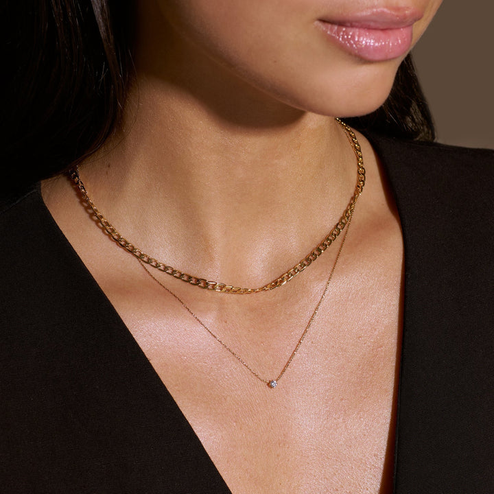 Collier chaîne plate à maillons en curb