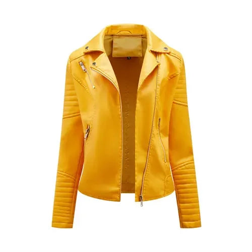 Aurélie | Veste Biker Courte en Similicuir Matelassé
