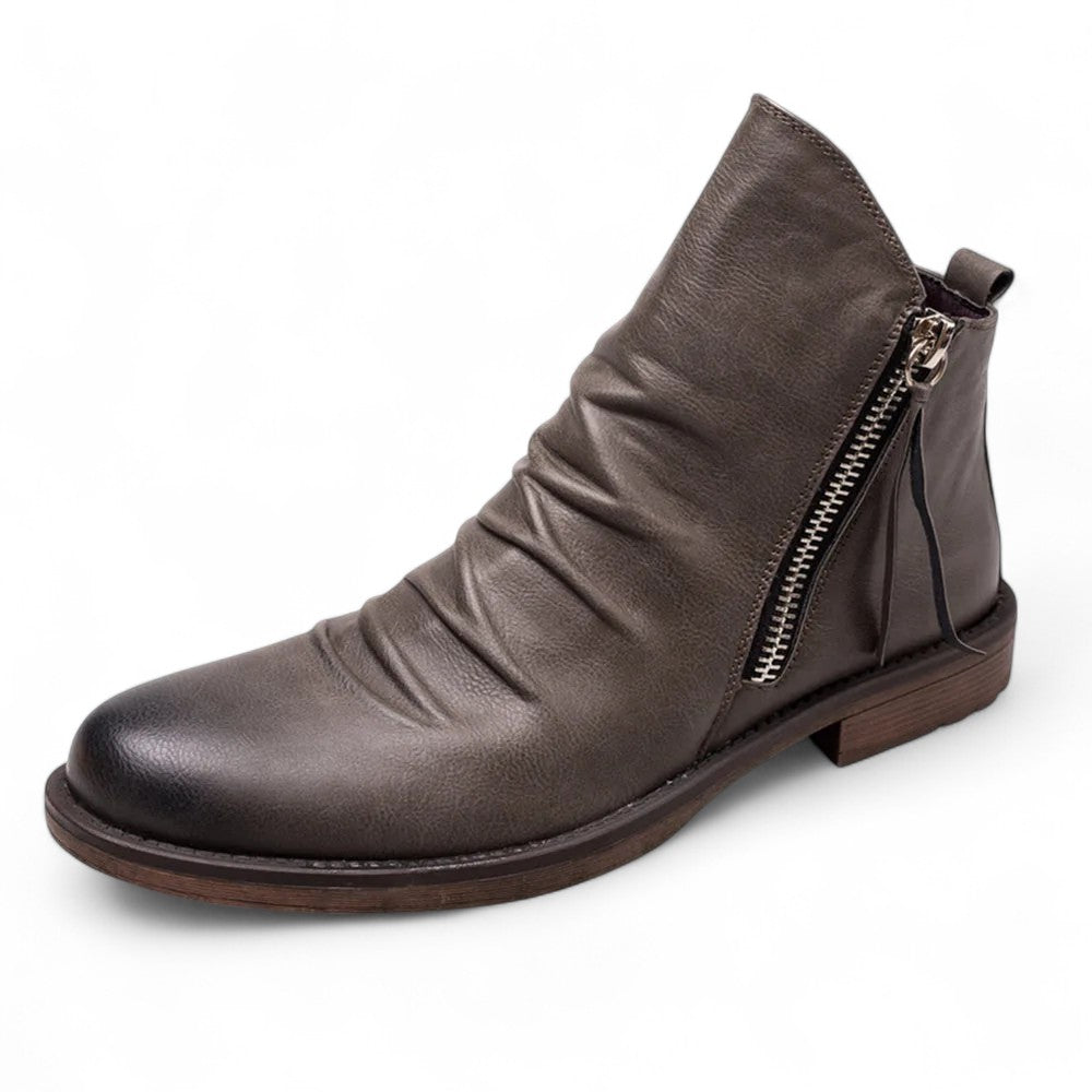Tobias | Bottines à fermeture éclair distressed avec tige sculptée