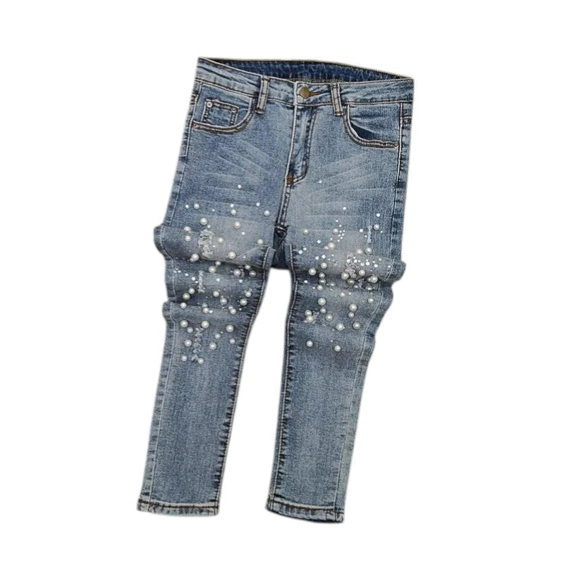 Jean skinny ornés Amelia avec accents en perles de luxe