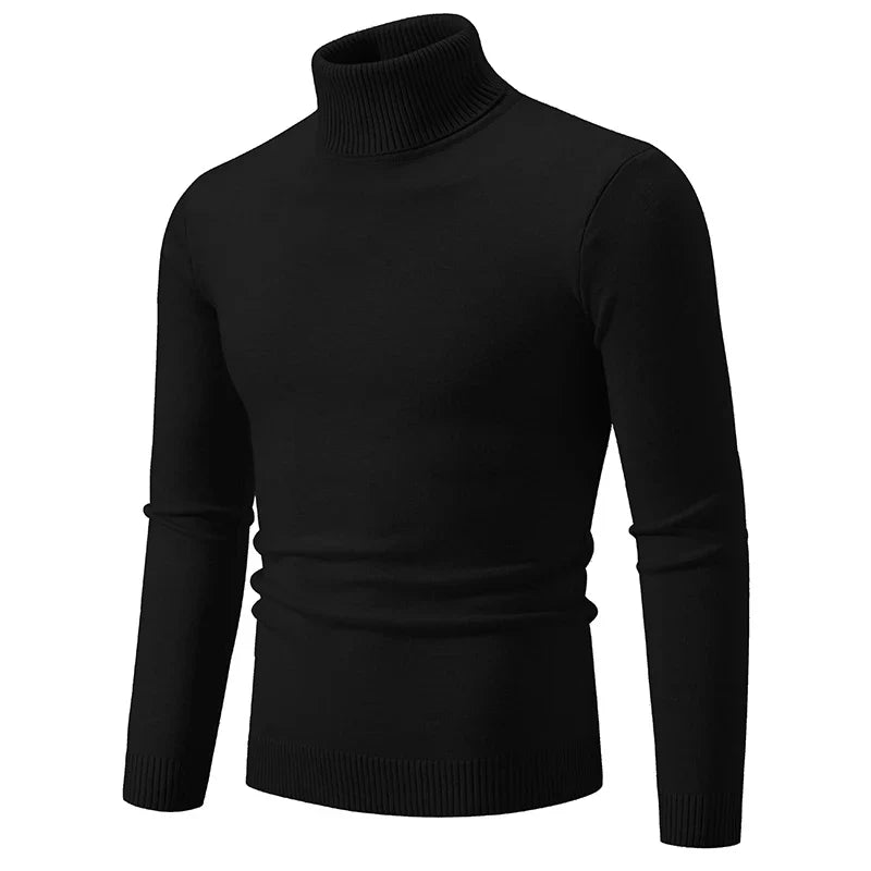 Angus | Pull à Col Roulé Slim en Jersey Côtelé