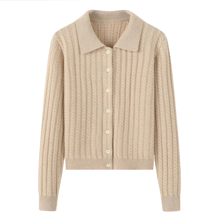 Léane | Cardigan à col classique en maille torsadée