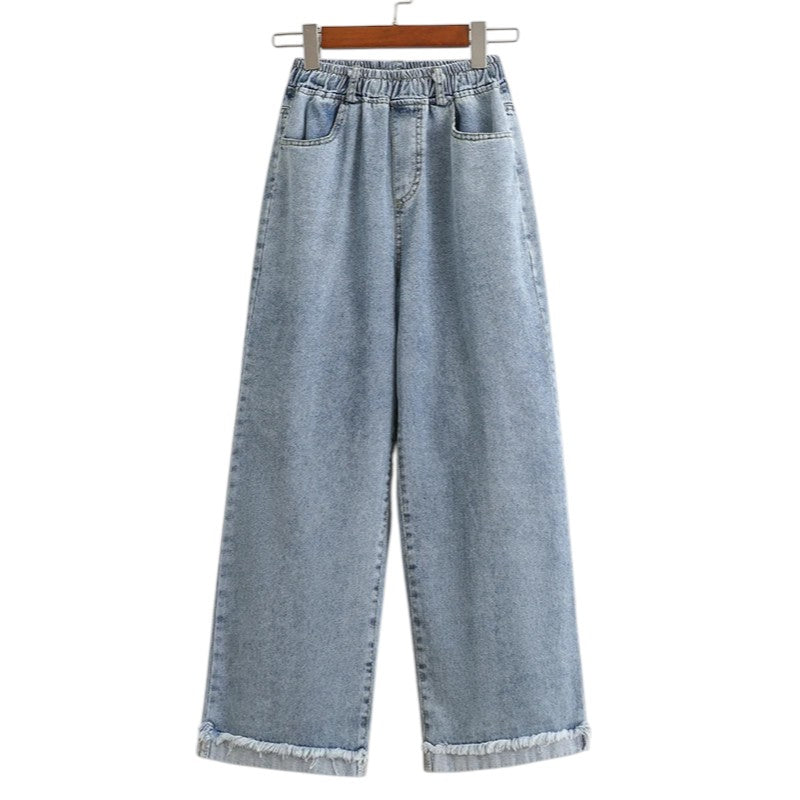 Jeans décontractés à jambes larges Georgia avec ourlet brut
