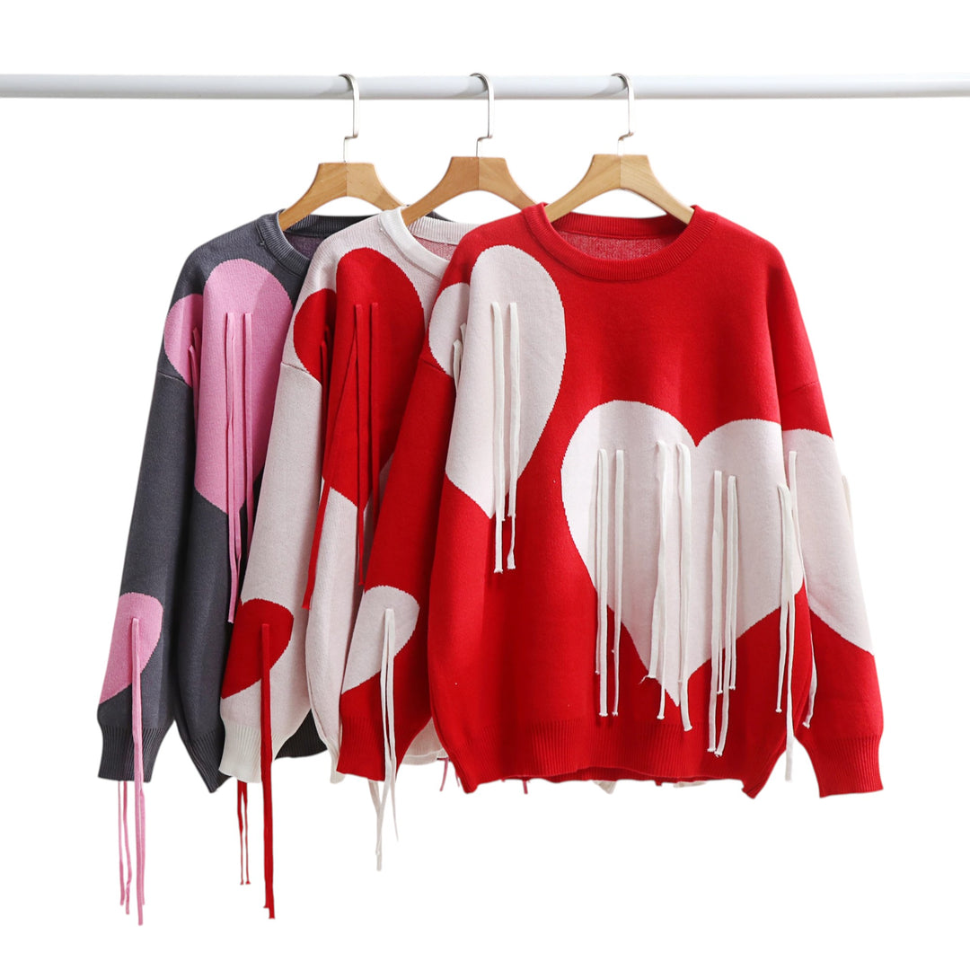 Juliette | Pull cœur à franges tissées