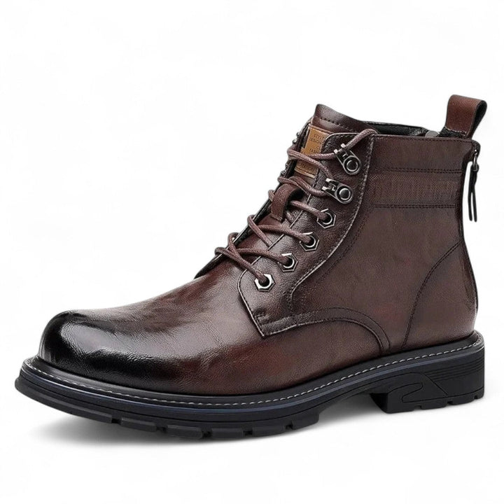 Campbell | Bottes en cuir robustes à la cheville avec fermeture éclair à l'arrière