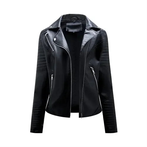 Aurélie | Veste Biker Courte en Similicuir Matelassé