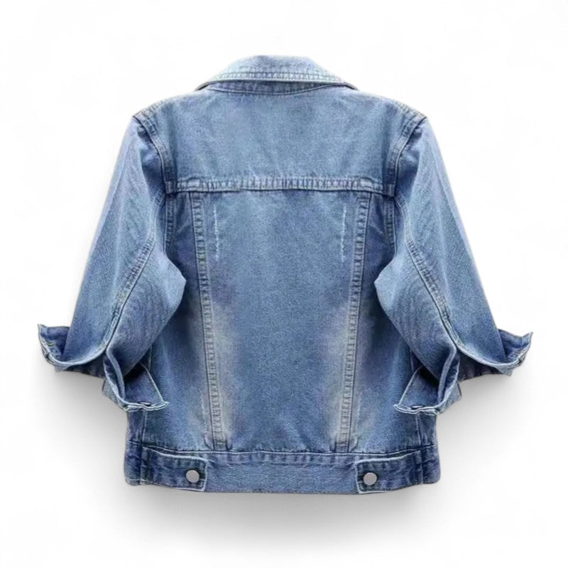 Océane | Veste en Jean Décontractée à Manches Revers