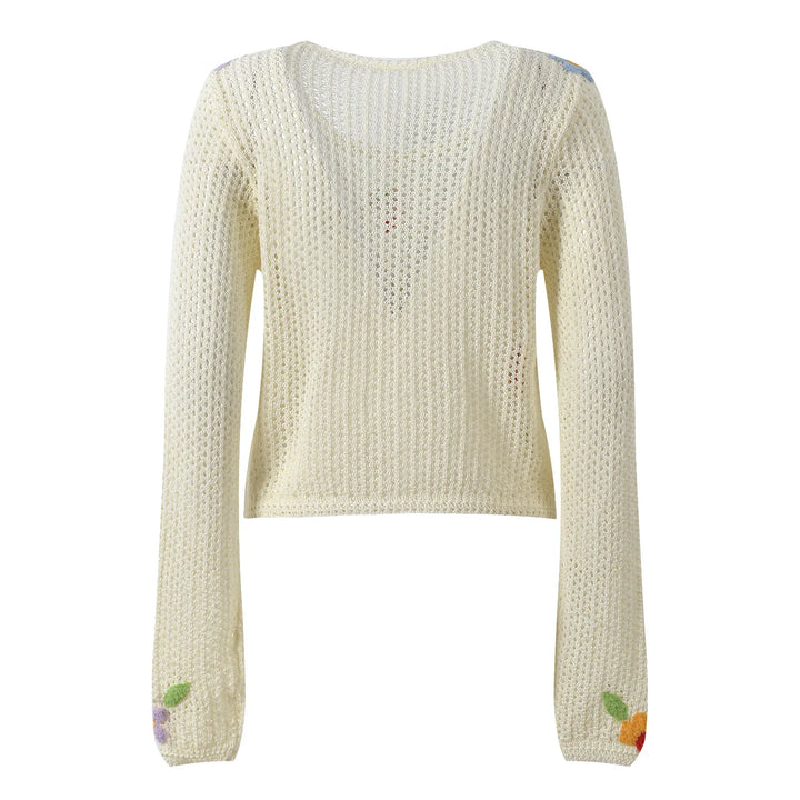 Éléonore | Pull Filet à Fleurs en Relief
