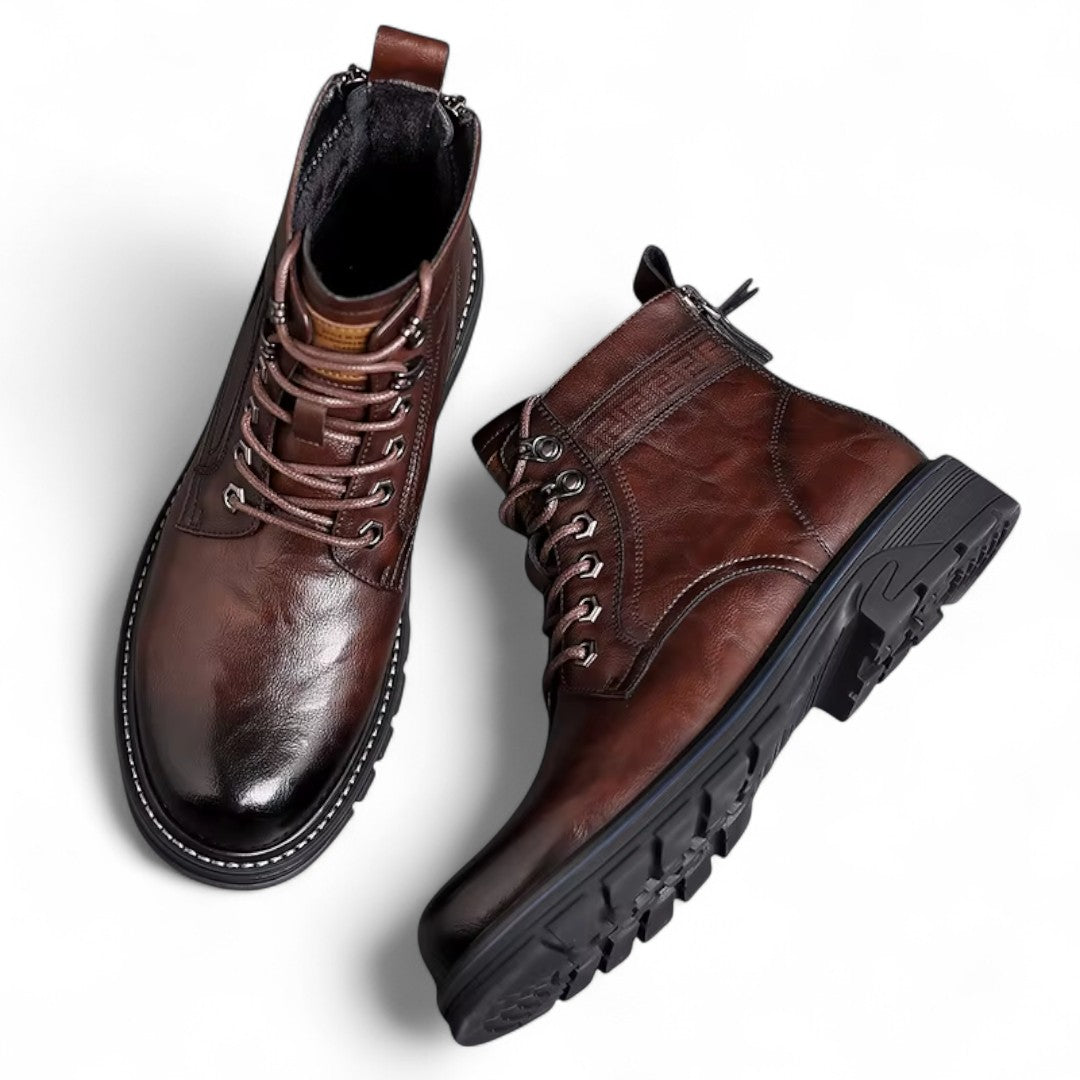 Campbell | Bottes en cuir robustes à la cheville avec fermeture éclair à l'arrière