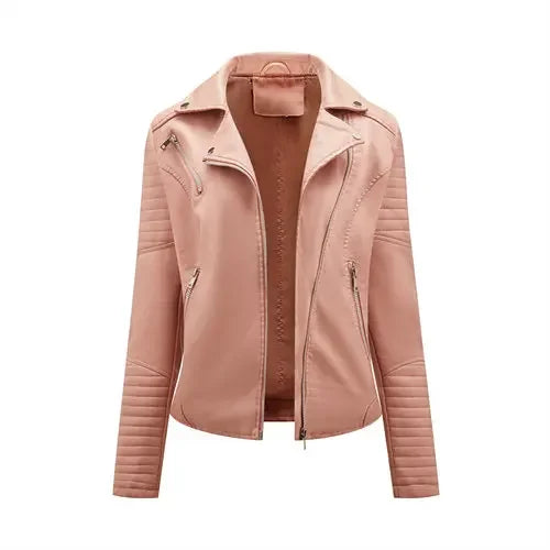 Aurélie | Veste Biker Courte en Similicuir Matelassé