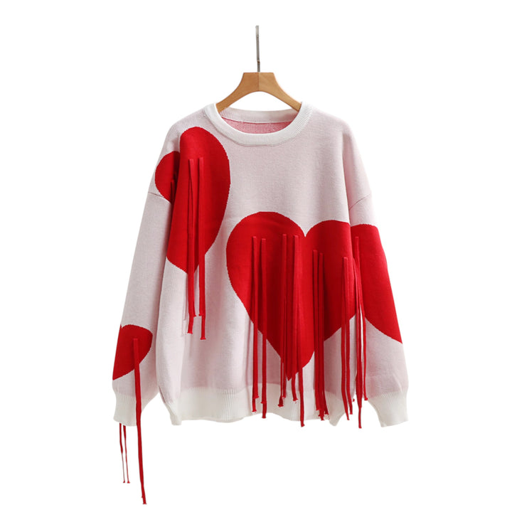 Juliette | Pull cœur à franges tissées