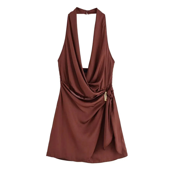 Aurélie | Robe portefeuille dos nu avec drapé élégant