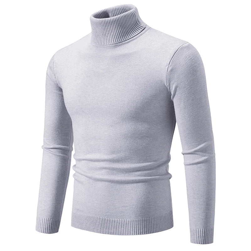 Angus | Pull à Col Roulé Slim en Jersey Côtelé