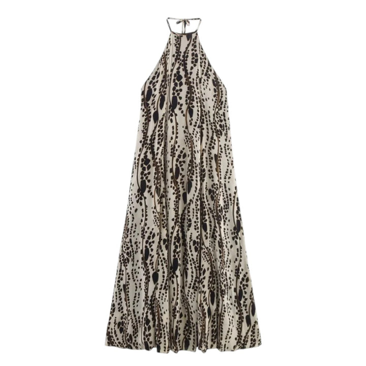 Sandrine | Robe longue dos nu à imprimé fluide