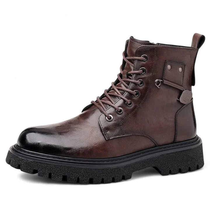 Campbell | Bottes en cuir robustes à la cheville avec fermeture éclair à l'arrière