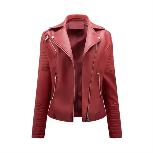 Aurélie | Veste Biker Courte en Similicuir Matelassé