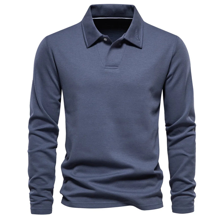 Reuben | Polo à manches longues en coton tricot respirant
