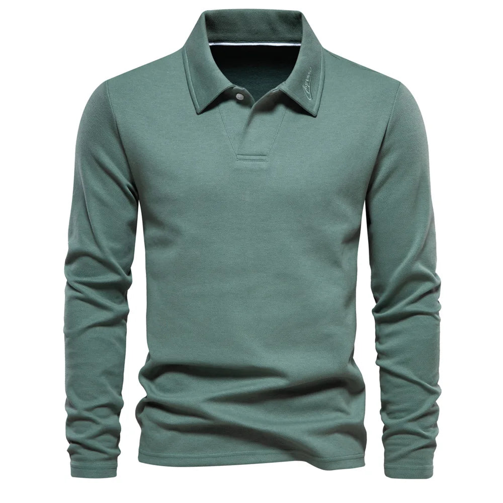 Reuben | Polo à manches longues en coton tricot respirant