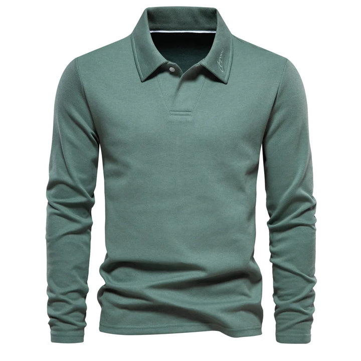 Reuben | Polo à manches longues en coton tricot respirant