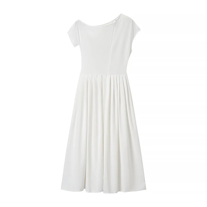 Camille | Robe plissée à col bateau