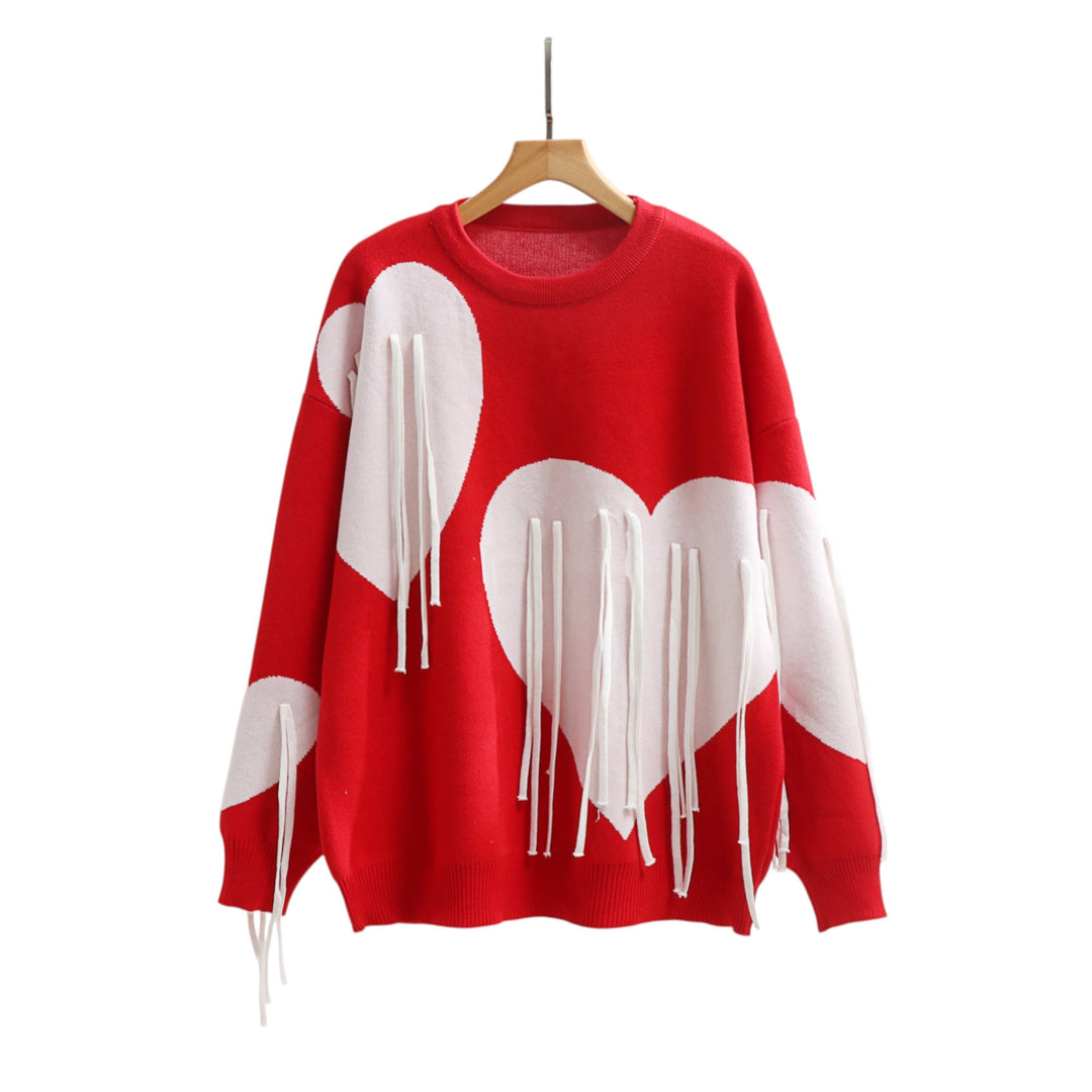 Juliette | Pull cœur à franges tissées