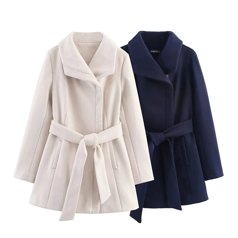 Noémie | Manteau Croisé Ceinturé Mi-Long