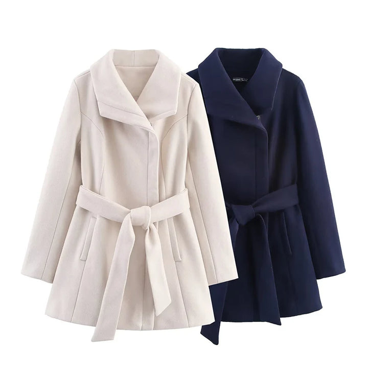 Noémie | Manteau Croisé Ceinturé Mi-Long