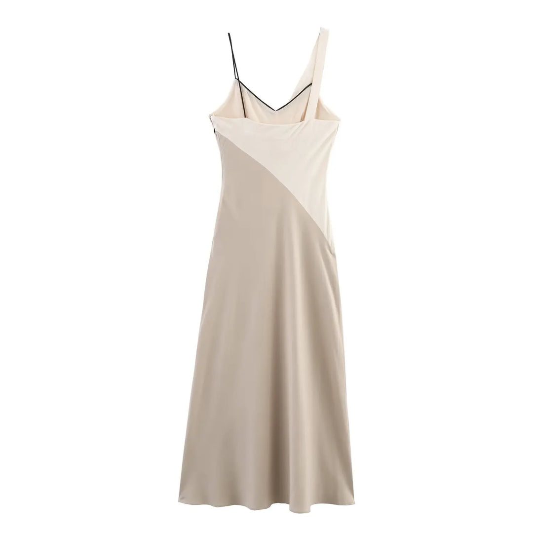 Élodie | Robe mi-longue asymétrique satinée