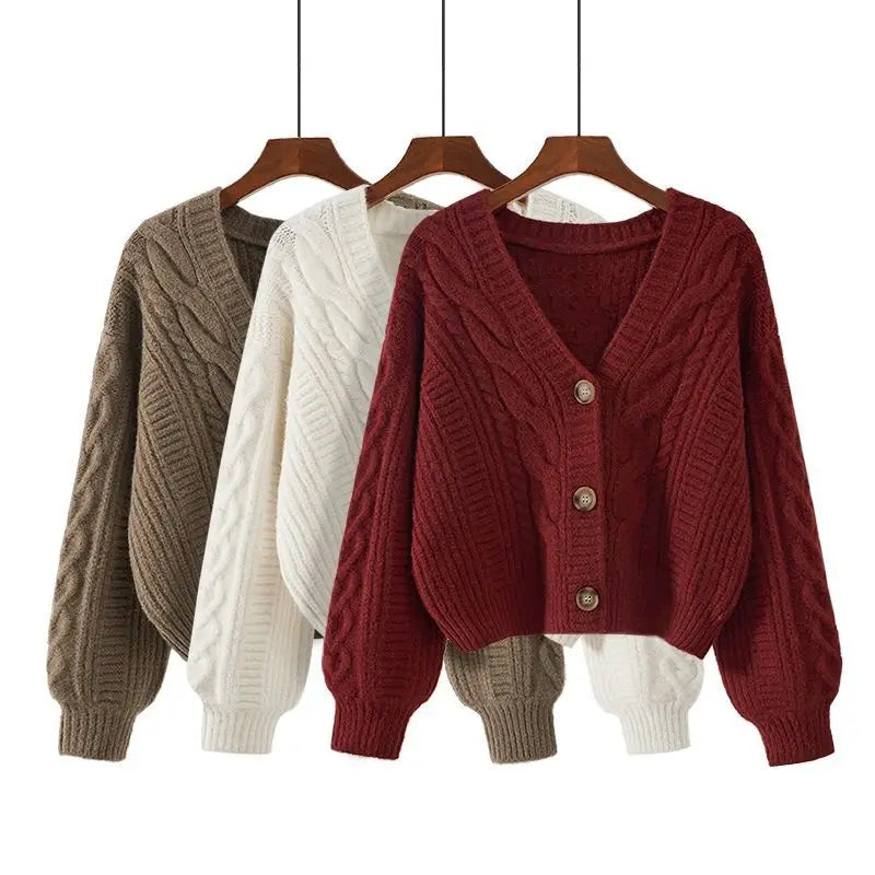 Bridget | Cardigan à col en V à mailles épaisses en torsadé