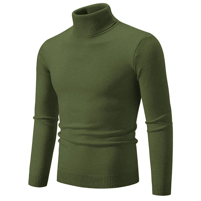 Angus | Pull à Col Roulé Slim en Jersey Côtelé