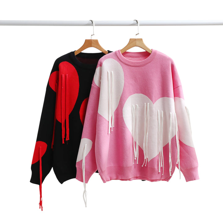 Juliette | Pull cœur à franges tissées