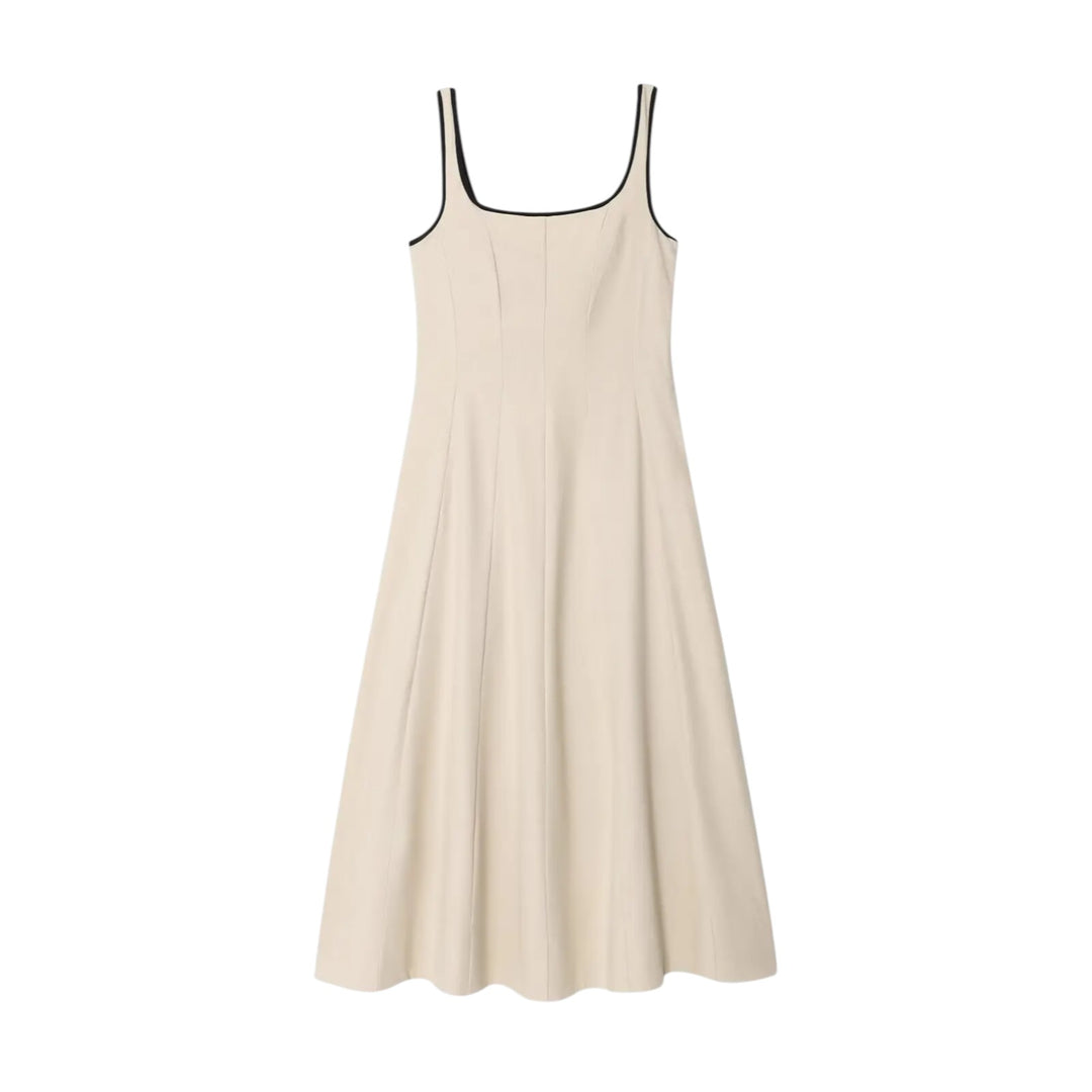 Camille | Robe Longue Évasée à Bretelles Contrastées