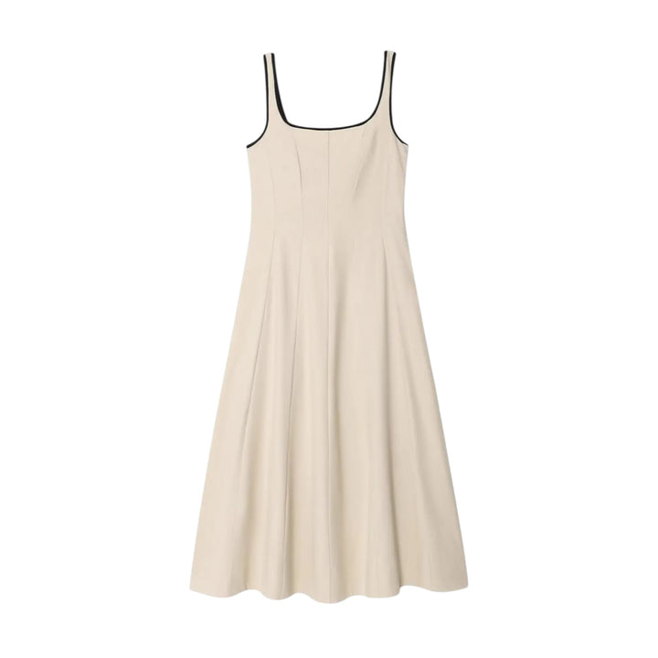 Camille | Robe Longue Évasée à Bretelles Contrastées