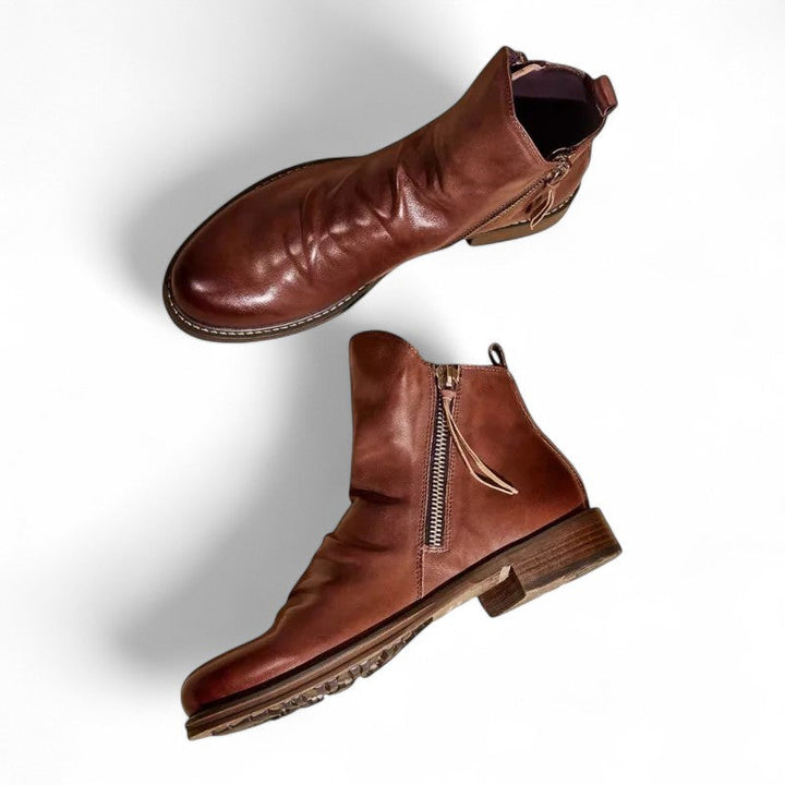 Tobias | Bottines à fermeture éclair distressed avec tige sculptée
