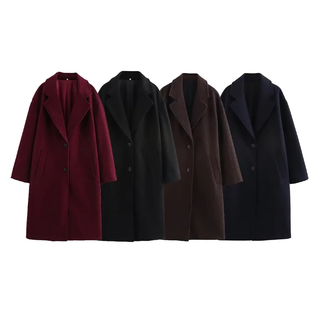 Eugénie | Manteau long oversize en laine mélangée