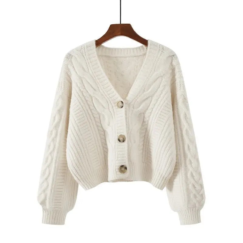 Bridget | Cardigan à col en V à mailles épaisses en torsadé