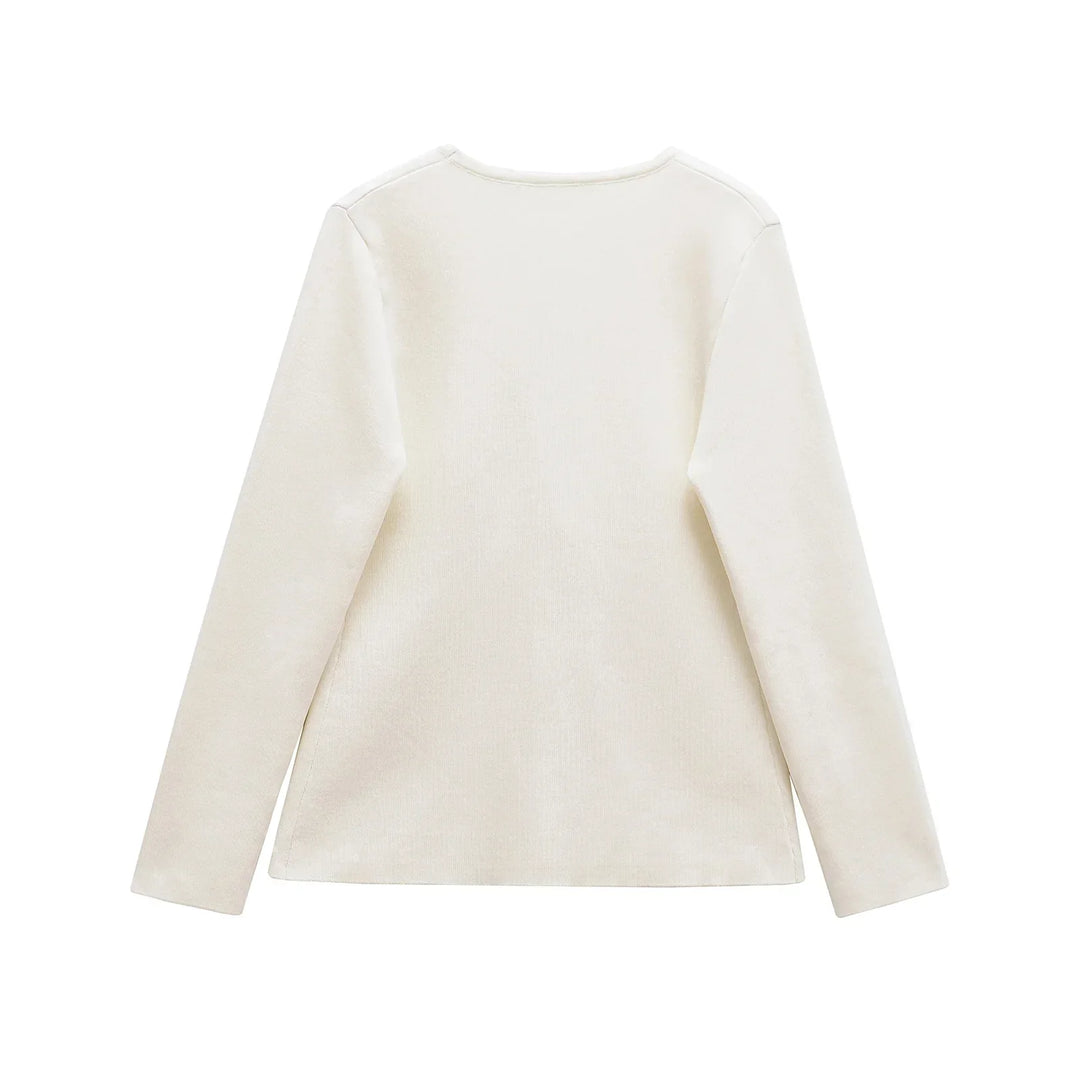 Ava | Cardigan court en maille douce avec boutons en perle