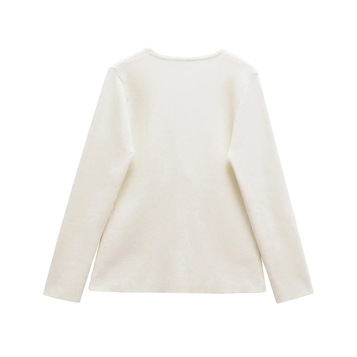 Ava | Cardigan court en maille douce avec boutons en perle