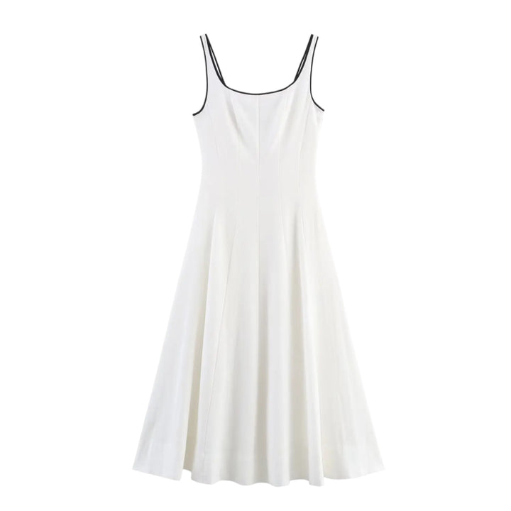 Camille | Robe Longue Évasée à Bretelles Contrastées