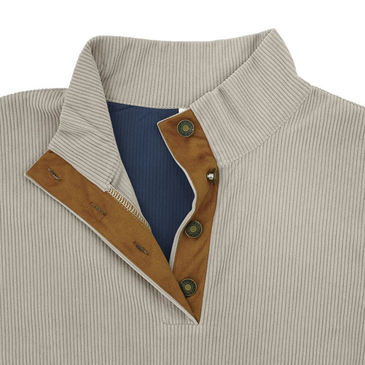 Riley | Pull à boutons côtelé avec détails contrastés et élégance quotidienne