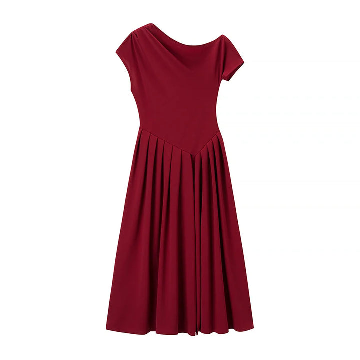 Camille | Robe plissée à col bateau