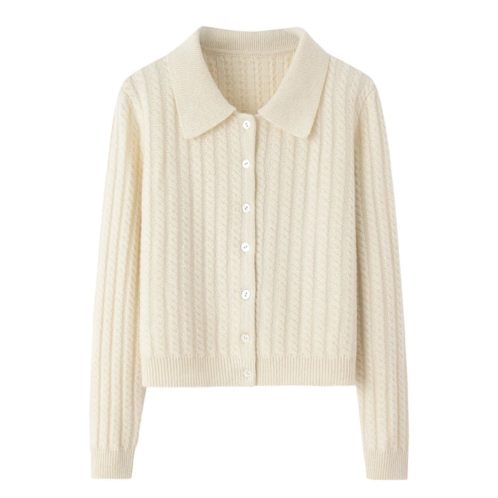 Léane | Cardigan à col classique en maille torsadée
