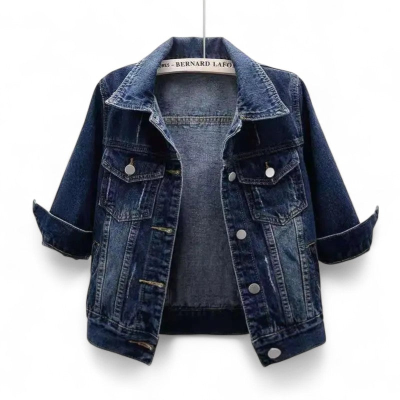 Océane | Veste en Jean Décontractée à Manches Revers